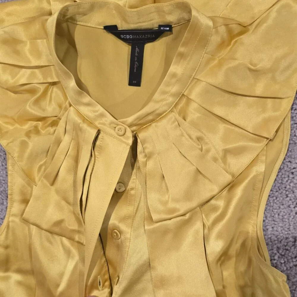 BCBG Max Azria | Sleeveless Career Dress | Yellow and Black | Size 4 - Picture 5 of 12